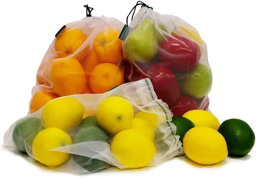 Vista 5 de Earthwise - Bolsas de malla reutilizables para productos agrícolas – lavables Juego de 9 bolsas prémium, con malla transparente, ligeras