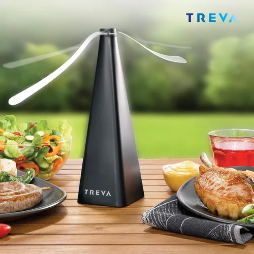 Vista 6 de Treva Ventilador disuasorio de insectos con cuchillas holográficas para eliminar insectos, mosquitos y moscas, ventilador de mosca alimentado por