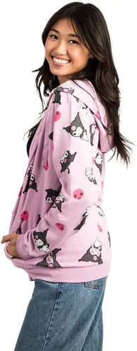 Vista 3 de Bioworld Kuromi AOP Print - Sudadera con capucha y cremallera para adulto
