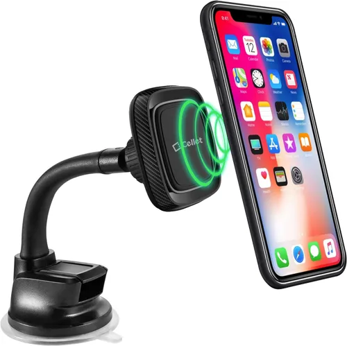Vista 9 de Cellet Soporte universal para teléfono para el salpicadero y el parabrisas, soporte magnético para teléfono con cuello de ganso, compatible