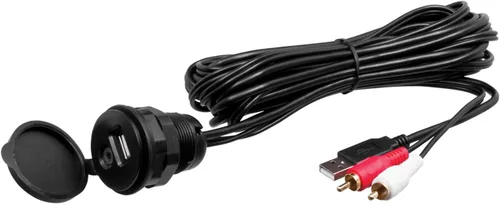 Vista 4 de Combo de receptor de radio marino USB Bluetooth estilo calibre con control remoto con cable, radio marina universal con cable de 22 pulgadas, antena