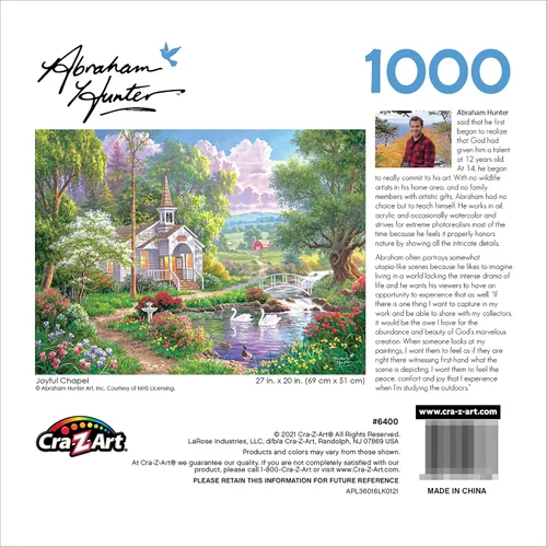Vista 4 de RoseArt - Abraham Hunter - Joyful Chapel - Rompecabezas de 1000 piezas para adultos