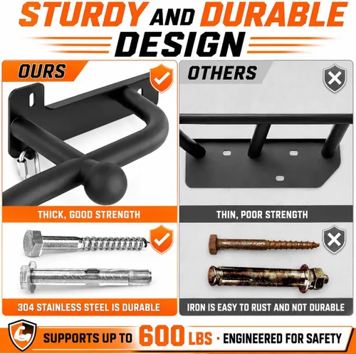 Vista 4 de Wall Mounted Pull Up Bar - Heavy Duty Chin Up Bar, Pull-Up Bar for Garage, Joist, Wall Mount - Multifunctional Fitness Bar, Supports up to 600 Lbs