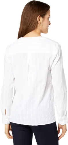 Vista 2 de Tommy Hilfiger Camisa de manga larga con cuello en Y para mujer