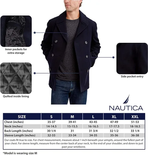 Vista 6 de Nautica Men's Classic Double Breasted Peacoat