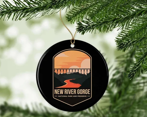 Vista 2 de Adorno de Parque Nacional de la Garganta del Río – Nuevo Parque Nacional River Gorge – Adorno de Navidad de la Garganta del Río – Decoración