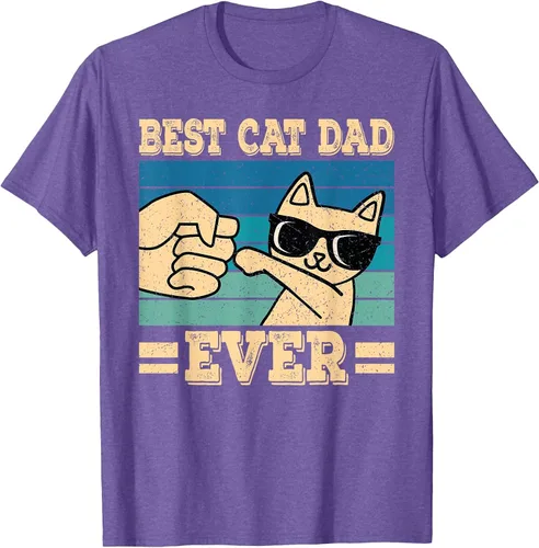 Vista 36 de Best Cat Dad Ever Vintage Funny Cat Lover Retro Men T-Shirt Asphalt Grey