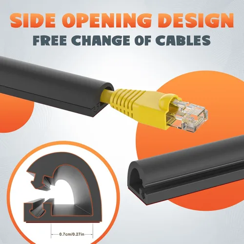 Vista 2 de UOMTFAI Cubierta de cable de pared de 39 pulgadas, cubierta de cable autoadhesivo para cables, cubierta de cable flexible para gestión de cables
