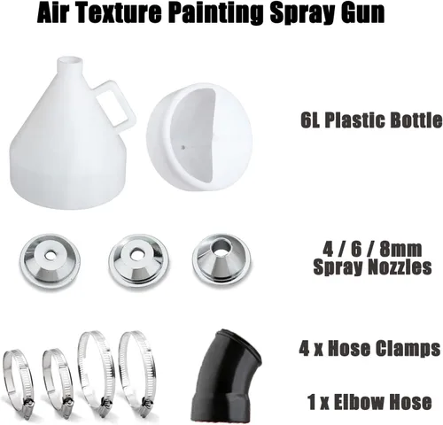 Vista 6 de 4/6/0.315 in Boquillas 6L Drywall Textura Pintura Pulverizador, Codo Pistola pulverizadora de tolva de aire de 4/6/0.315 in 1.58 galones (6L)