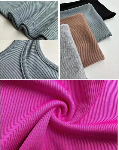 Vista 5 de AYWA Conjuntos de entrenamiento casuales de dos piezas para mujer, camiseta sin mangas acanalada, cintura alta, leggings para uso activo