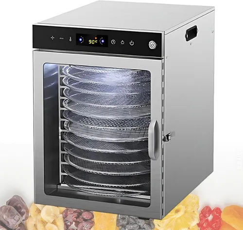 Vista 8 de Multi Tray Dehydrator Stainless Steel Food Dehydrator Machine with Rotary System, Touch Screen Food Dryer, 10/12/16 Tray Capacity for Jerky Fruit