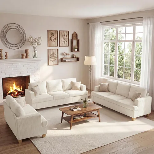 Vista 28 de Apicizon Cloud Couches Juegos de Muebles para Sala de Estar, Juego de Sofá Loveseat de 2 Plazas y Sofá de 3 Plazas para Dormitorio, Cómodo Sofá Cama