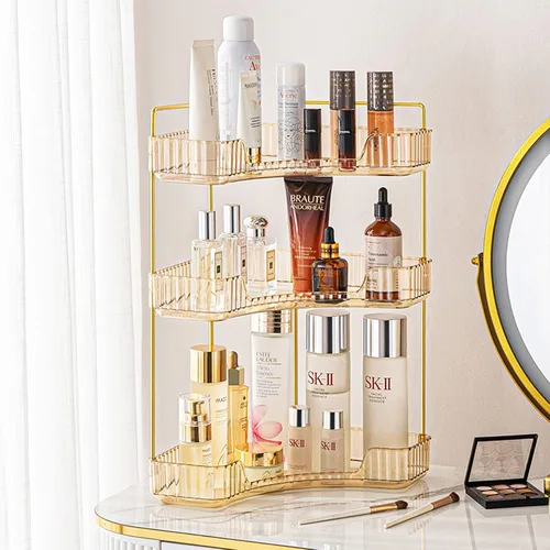 Vista 17 de shuang qing Organizador de Esquina de 2 Niveles para Mostrador de Baño – Estante de Almacenamiento Clásico para Maquillaje, Perfume y Artículos