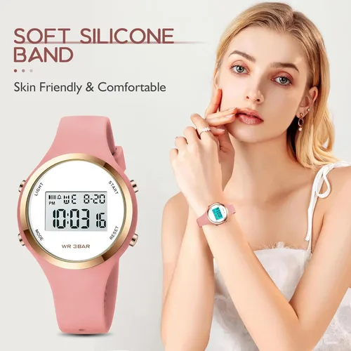 Vista 3 de Relojes deportivos para exteriores, reloj despertador, 5 bares, impermeable, LED digital