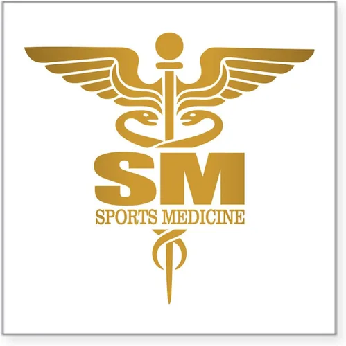 Vista 4 de CafePress Etiqueta engomada cuadrada de la medicina del deporte Pegatina del parachoques