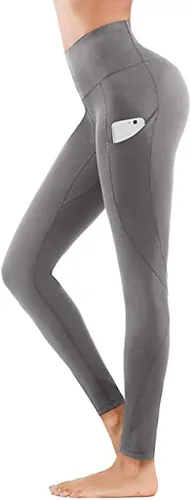 Vista 2 de Leggings de cintura alta para mujer, con bolsillos, sin costuras, para gimnasio, yoga, levantamiento de glúteos, mallas moldeadoras