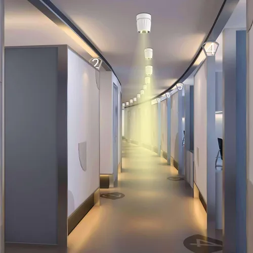Vista 3 de Foco de techo LED de 12 W, luz direccional de rotación de 360°, 3000 K, blanco cálido, lámpara de pared para pasillo, galería, sala de estar/blanco
