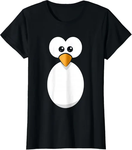 Vista 33 de Camiseta divertida con diseño de cara de pingüino o disfraz fácil, color negro, talla S