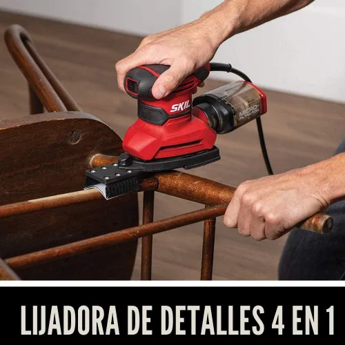 Vista 3 de SKIL SR232301 - Lijadora de detalles multifunción con cable con caja antipolvo de microfiltro, 3 accesorios adicionales y 12 hojas de lijado