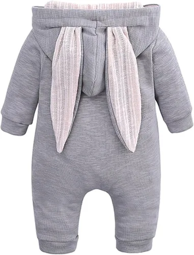 Vista 2 de Lamgool Mameluco con capucha para bebés, niños y niñas, con cierre de orejas de conejo, para Pascua, Halloween, 0-24 meses