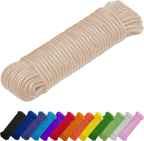 Vista 27 de TECEUM Cuerda – 90 pies x 1/4 pulgada (7mm) – Verde Ejército – Cuerda Utilitaria Versátil y Resistente – Acampada, Artesanía, Asta de Bandera
