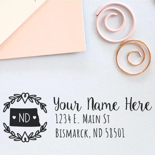 Vista 66 de State of Alabama Wreath Duo Hand Address Stamp - Personalized Rubber Stamp Montaje manual Duo