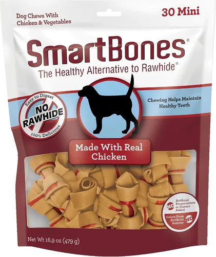 Vista 12 de SmartBones Mini masticables con carne de res real, 24 unidades, masticables sin piel cruda para perros