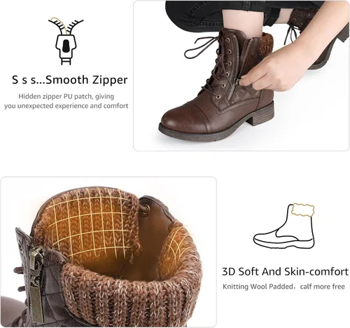 Vista 53 de STQ Botas de combate con cordones para mujer