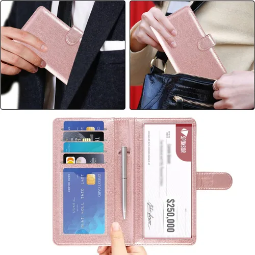 Vista 5 de ACdream Funda para chequera, cartera de cuero con bloqueo RFID