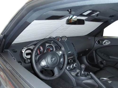 Vista 9 de HeatShield, The Original - Parasol para parabrisas con ajuste personalizado para Nissan 370Z Coupe 2009-2020 serie Gold