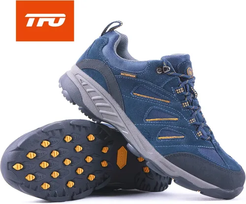 Vista 5 de TFO Zapatos de senderismo transpirables para hombre ligeros antideslizantes suaves resistentes a desgarros para exteriores senderismo caminatas
