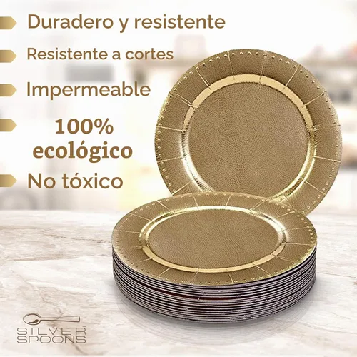 Vista 2 de Placas de cargador de cucharas de plata Dorado