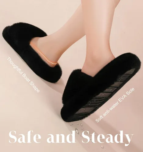 Vista 5 de Ankis - Pantuflas para mujer, color blanco, negro, camel, rosa, gris, acogedoras, suaves, cómodas, relajantes, esponjosas, con puntera abierta