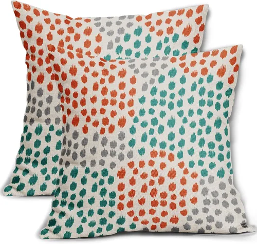 Vista 74 de Sweetshow Juego de 2 fundas de almohada de 16 x 16 pulgadas, diseño bohemio, con diseño de lunares, moderno y moderno, para exteriores, decorativas