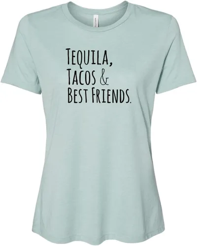Vista 18 de Cute Women's Screen Printed Crew Neck Tee, Shirts With Sayings, Dusty Blue or Olive