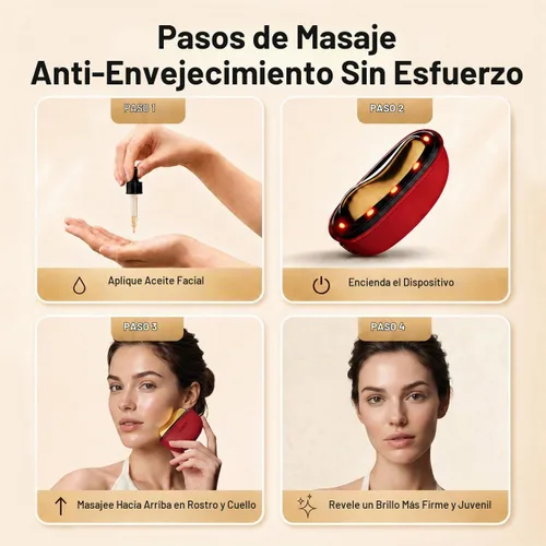 Vista 9 de ZDEER GS5 Electric Heated Gua Sha Tool, Red Light Face Massager, Red Rojo