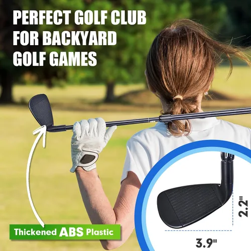 Vista 4 de Club de juego de astillado de golf, eje de metal retráctil, juego de golf de velcro, club de plástico para jóvenes, adultos, para entrenamiento