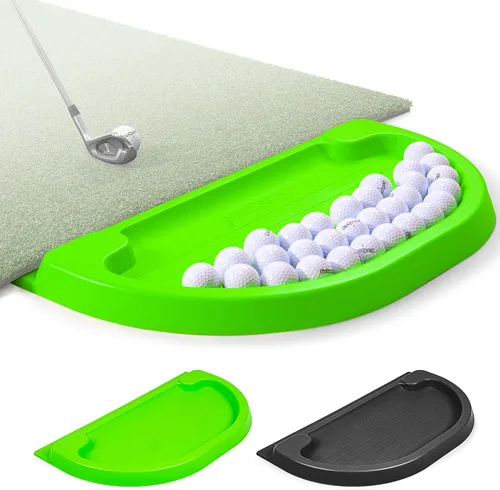 Vista 7 de GoSports All-Weather Golf Ball Trays with 70 Ball Capacity - Black or Green - Compatible with All Hitting Mats