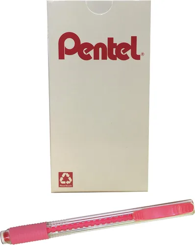 Vista 6 de Pentel Clic Colors - Borrador retráctil con agarre, barril verde lima, caja de 12 unidades (ZE23K)
