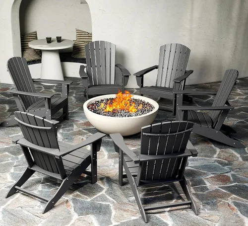 Vista 20 de BRIOPAWS - Set de 2 sillas Adirondack Silla para hoguera Tamaño grande Plástico HDPE Resistente a la intemperie para terraza, piscina al