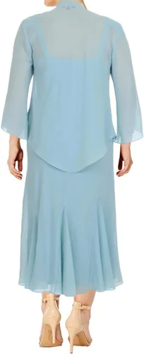 Vista 4 de R&M Richards - Vestido de gasa con cuentas para mujer