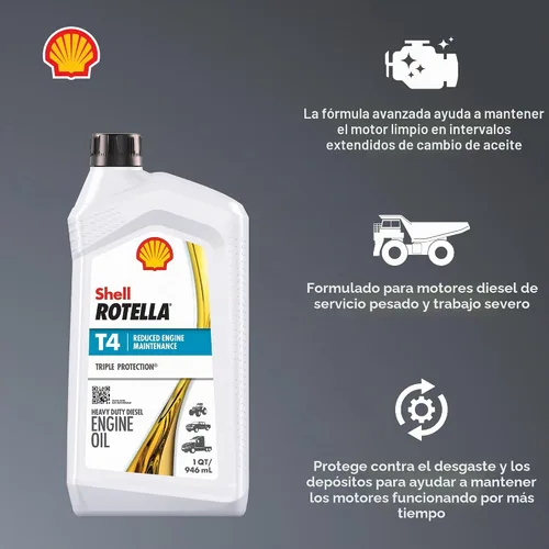 Vista 3 de Shell Rotella T4 Triple Protection 15W-40 Aceite de motor, 1 cuarto de galón (paquete de 6)