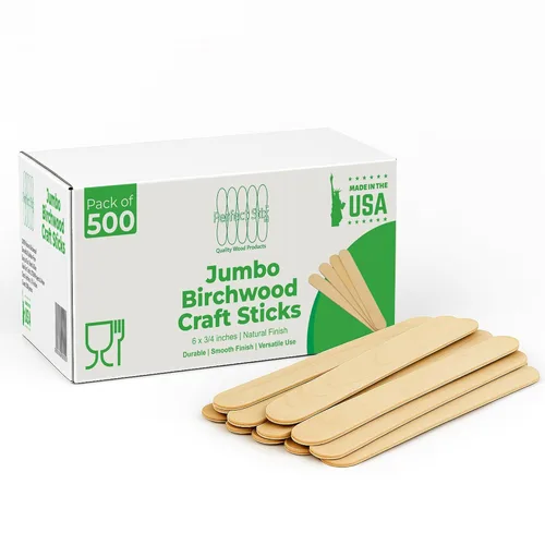 Vista 8 de Perfect Stix Palitos de madera de abedul jumbo para manualidades, 6 x 3/4 pulgadas, natural, 1000 unidades, fabricados en Estados Unidos