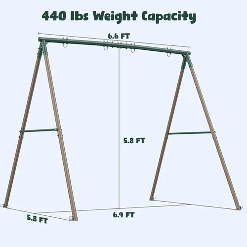 Vista 7 de Hapfan Juegos de columpios para patio trasero con columpio de platillo de plataforma de 45 pulgadas y columpio de cinturón, conjunto de columpios