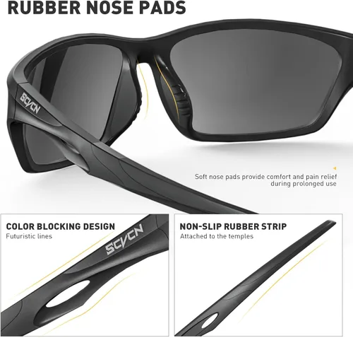Vista 4 de SCVCN Polarized Sunglasses Sports Glasses UV400 Protection for Men Women Cycling MTB Fishing Running Driving Baseball S33