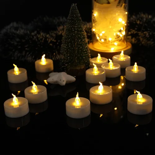 Vista 5 de Vela de té LED, vela parpadeante sin llama con control remoto, de larga duración, funciona con pilas, vela LED para celebración de temporada