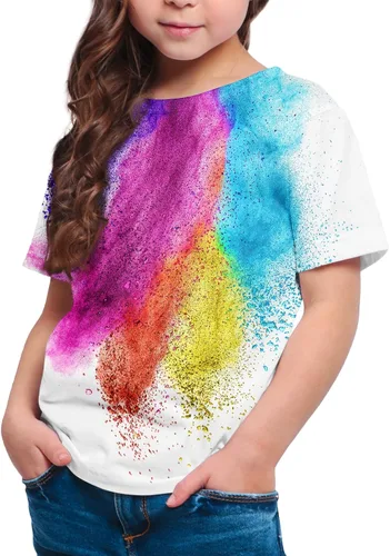 Vista 5 de Camiseta de manga corta con estampado 3D para niños y niñas de 6 a 16 años Bcm45-blanco