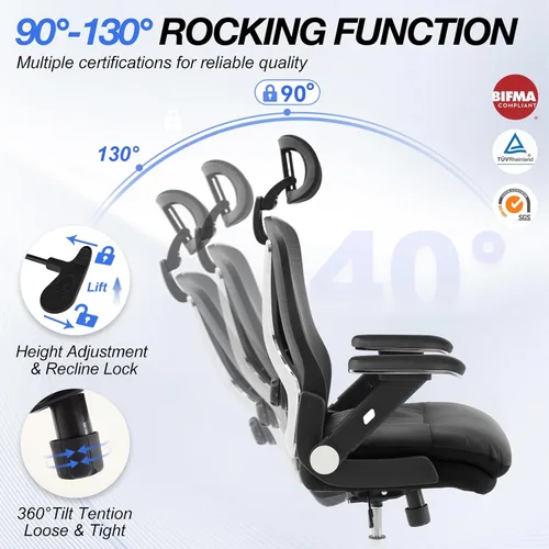 Vista 6 de Silla de oficina ergonómica de 750 libras, sillas de oficina grandes y altas mejoradas para personas pesadas, silla de escritorio de malla