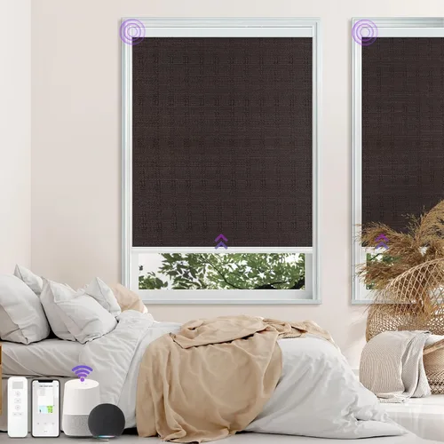 Vista 12 de Astomi - Persianas enrollables motorizadas para ventanas, persianas 100 % opacas para oscurecer la habitación, persianas inteligentes sin cordón
