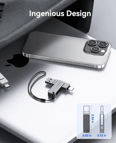 Vista 5 de ORICO Memoria USB 3.0 de alta velocidad USB 3.0 de 32 GB, diseño giratorio de aleación de zinc, compatible con iPhone 15/16/17, Android, Mac, PC